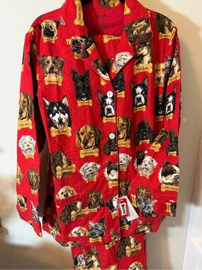 Vintage Nick & Nora Red Dog & Milk Bone treat Sleepwear Set Size L